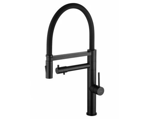 Смеситель для кухни с гибким изливом и подключением фильтра WONZON & WOGHAND, Черный матовый (WW-88458007-MB)