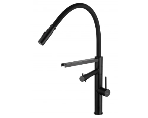 Смеситель для кухни с гибким изливом и подключением фильтра WONZON & WOGHAND, Черный матовый (WW-88458007-MB)