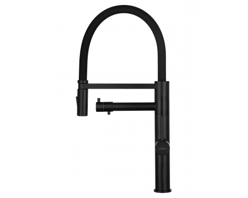 Смеситель для кухни с гибким изливом и подключением фильтра WONZON & WOGHAND, Черный матовый (WW-88458007-MB)