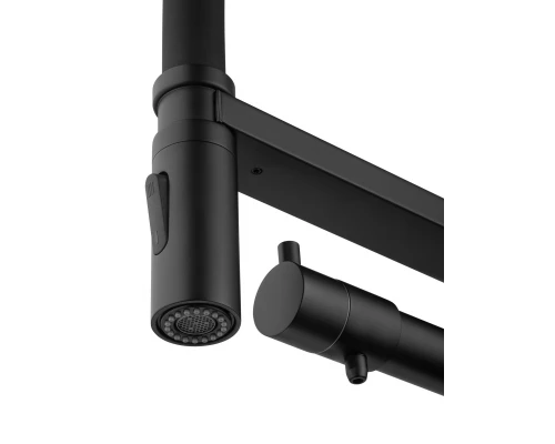 Смеситель для кухни с гибким изливом и подключением фильтра WONZON & WOGHAND, Черный матовый (WW-88458007-MB)