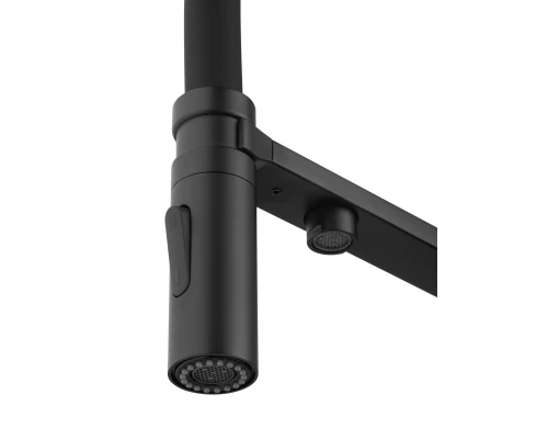 Смеситель для кухни с гибким изливом и подключением фильтра WONZON & WOGHAND, Черный матовый (WW-88458009-MB)