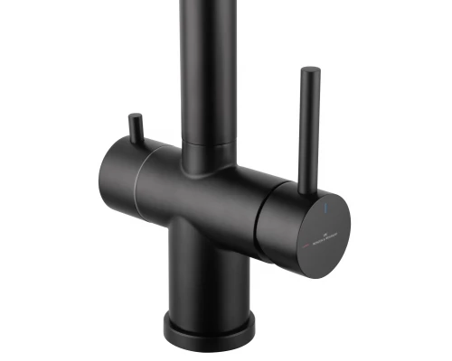 Смеситель для кухни с гибким изливом и подключением фильтра WONZON & WOGHAND, Черный матовый (WW-88458009-MB)