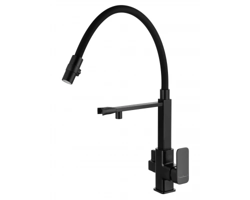 Смеситель для кухни с гибким изливом и подключением фильтра WONZON & WOGHAND, Черный матовый (WW-88458012-MB)