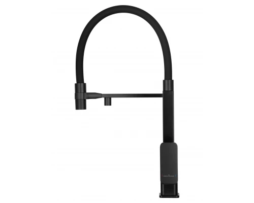 Смеситель для кухни с гибким изливом и подключением фильтра WONZON & WOGHAND, Черный матовый (WW-88458012-MB)