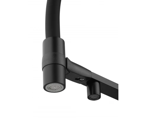 Смеситель для кухни с гибким изливом и подключением фильтра WONZON & WOGHAND, Черный матовый (WW-88458012-MB)