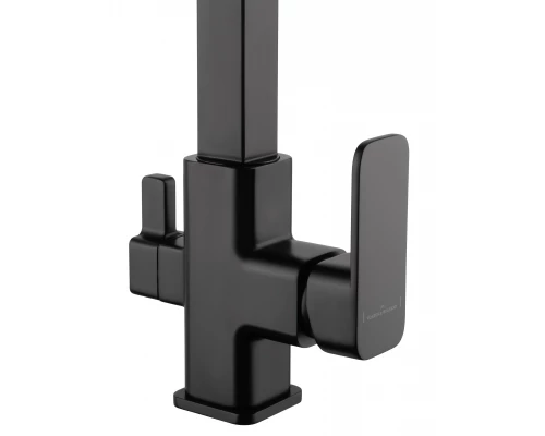 Смеситель для кухни с гибким изливом и подключением фильтра WONZON & WOGHAND, Черный матовый (WW-88458012-MB)