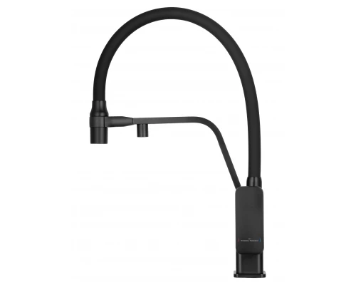 Смеситель для кухни с гибким изливом и подключением фильтра WONZON & WOGHAND, Черный матовый (WW-88458013-MB)
