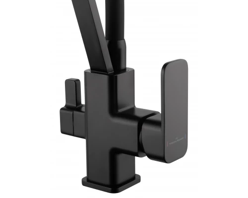 Смеситель для кухни с гибким изливом и подключением фильтра WONZON & WOGHAND, Черный матовый (WW-88458013-MB)