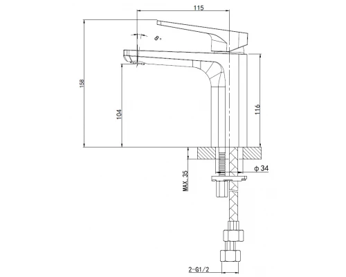 Смеситель для раковины WONZON & WOGHAND ATHENS, Хром (WW-081103-CR)