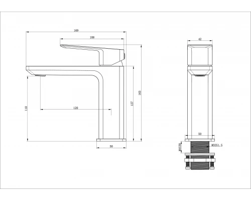 Смеситель для раковины WONZON & WOGHAND DIAMOND, Темный графит (WW-88139011-BGM)