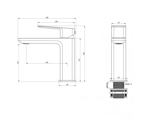 Смеситель для раковины WONZON & WOGHAND DIAMOND, Черный матовый (WW-88139011-MB)