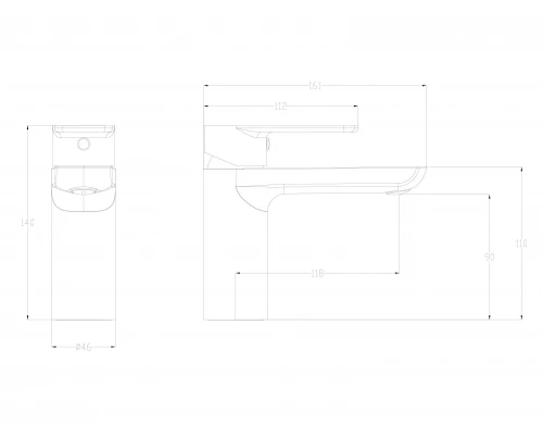 Смеситель для раковины WONZON & WOGHAND Line, Брашированное золото (WW-A40732-BG)