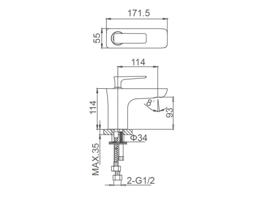 Смеситель для раковины WONZON & WOGHAND SHARK, Хром (WW-481101-CR)