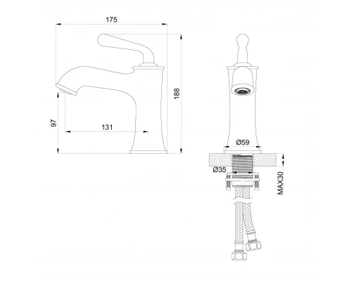 Смеситель для раковины WONZON & WOGHAND STEAM, Темный графит (WW-88139008-BGM)