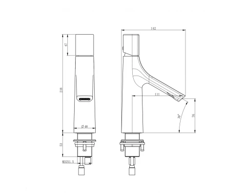 Смеситель для раковины WONZON & WOGHAND The ONE, Темный графит (WW-H010-BGG)