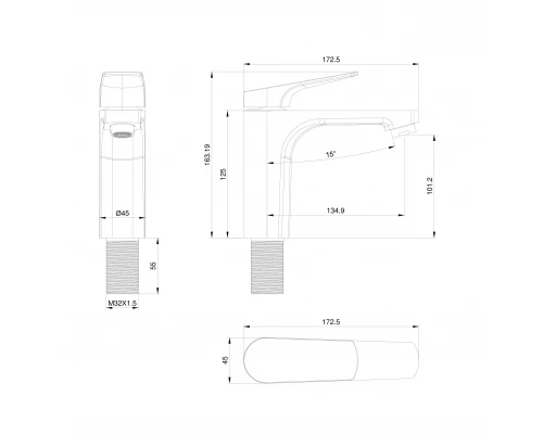 Смеситель для раковины WONZON & WOGHAND, Брашированное золото (WW-A40492-BG)