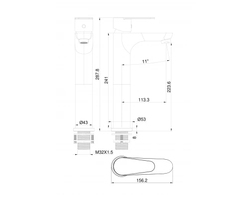 Смеситель для раковины высокий WONZON & WOGHAND ALFA, Брашированное золото (WW-A40232-BG)