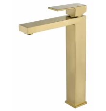 Смеситель для раковины высокий WONZON & WOGHAND CUBE, Брашированное золото (WW-88239016- BG)