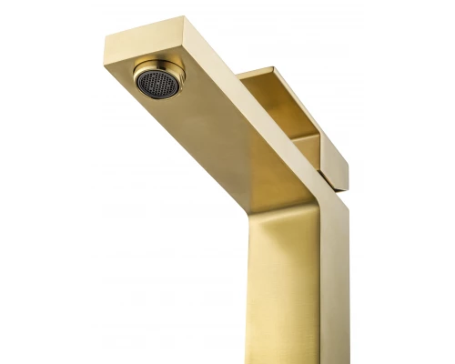 Смеситель для раковины высокий WONZON & WOGHAND CUBE, Брашированное золото (WW-88239016- BG)