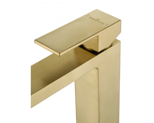 Смеситель для раковины высокий WONZON & WOGHAND CUBE, Брашированное золото (WW-88239016- BG)