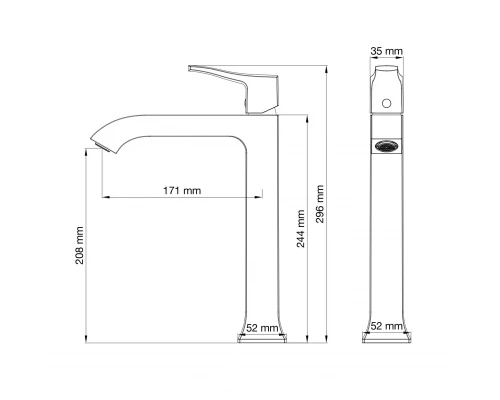 Смеситель для раковины высокий WONZON & WOGHAND FLEX, Хром (WW-88019072-CR)