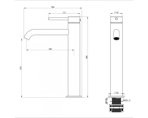 Смеситель для раковины высокий WONZON & WOGHAND STICK, Хром (WW-88239017-CR)