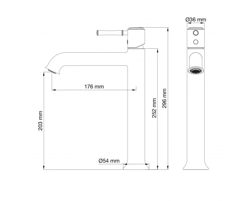 Смеситель для раковины высокий WONZON & WOGHAND TOR, Хром (WW-88019073-CR)