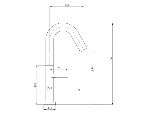 Смеситель для раковины высокий WONZON & WOGHAND, Брашированное золото (WW-6068-BG)