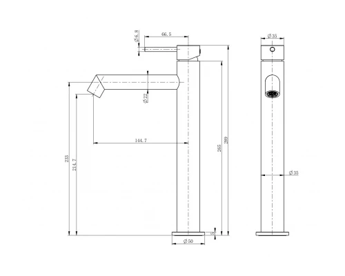 Смеситель для раковины высокий WONZON & WOGHAND, Хром (WW-H1064-CR)