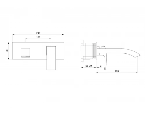 Смеситель для раковины встраиваемый WONZON & WOGHAND FIT, Темный графит (WW-88869009-BGM)