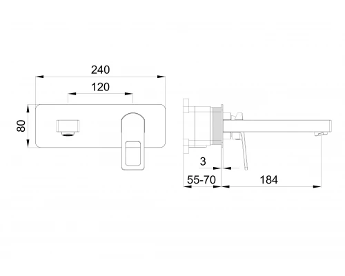 Смеситель для раковины встраиваемый WONZON & WOGHAND FRAME, Черный матовый (WW-88869010-MB)