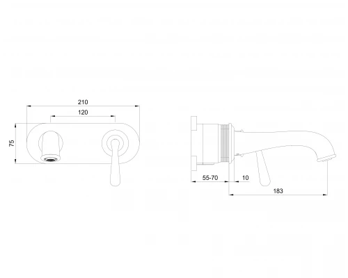 Смеситель для раковины встраиваемый WONZON & WOGHAND STEAM, Брашированное золото (WW-88869008- BG)