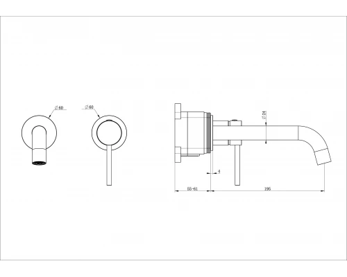 Смеситель для раковины встраиваемый WONZON & WOGHAND STICK, Хром (WW-88869017-CR)