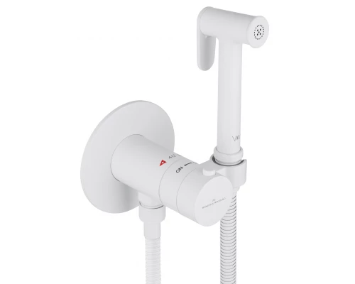 Смеситель с гигиеническим душем и термостатом встраиваемый WONZON & WOGHAND, Белый матовый (WW-88829909-MW)