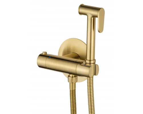 Смеситель с гигиеническим душем и термостатом встраиваемый WONZON & WOGHAND, Брашированное золото (WW-88819902-BG)