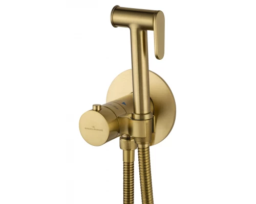 Смеситель с гигиеническим душем и термостатом встраиваемый WONZON & WOGHAND, Брашированное золото (WW-88829909-BG)