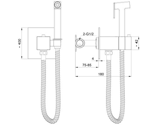 Смеситель с гигиеническим душем и термостатом встраиваемый WONZON & WOGHAND, Брашированное золото (WW-88829910-BG)