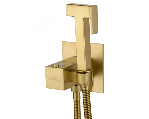 Смеситель с гигиеническим душем и термостатом встраиваемый WONZON & WOGHAND, Брашированное золото (WW-88829910-BG)