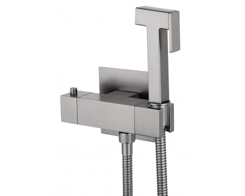 Смеситель с гигиеническим душем и термостатом встраиваемый WONZON & WOGHAND, Темный графит (WW-88819903-BGM)