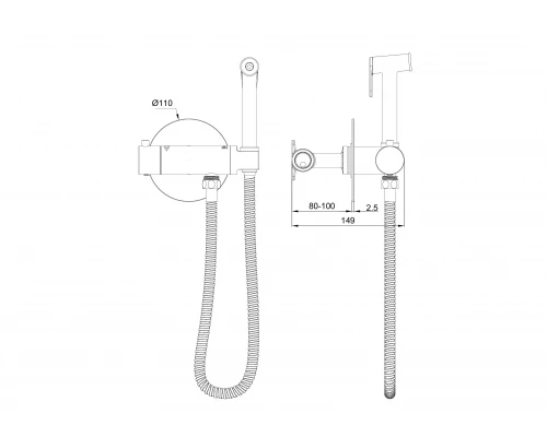 Смеситель с гигиеническим душем и термостатом встраиваемый WONZON & WOGHAND, Черный матовый (WW-88819902-MB)