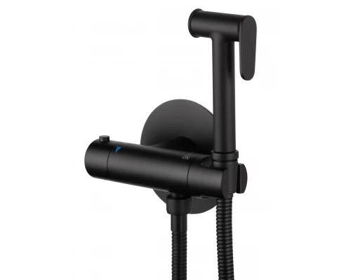 Смеситель с гигиеническим душем и термостатом встраиваемый WONZON & WOGHAND, Черный матовый (WW-88819902-MB)