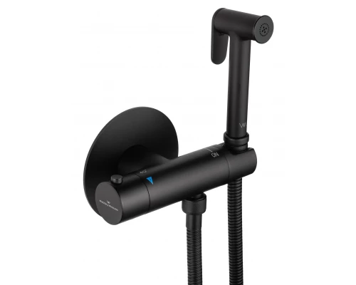 Смеситель с гигиеническим душем и термостатом встраиваемый WONZON & WOGHAND, Черный матовый (WW-88819902-MB)