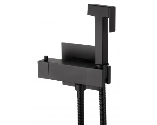 Смеситель с гигиеническим душем и термостатом встраиваемый WONZON & WOGHAND, Черный матовый (WW-88819903-MB)