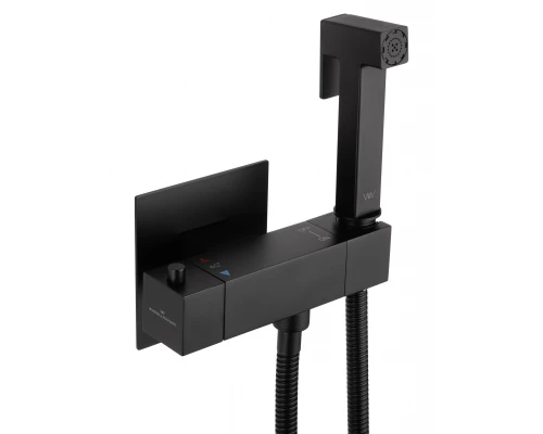 Смеситель с гигиеническим душем и термостатом встраиваемый WONZON & WOGHAND, Черный матовый (WW-88819903-MB)