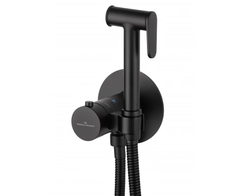Смеситель с гигиеническим душем и термостатом встраиваемый WONZON & WOGHAND, Черный матовый (WW-88829909-MB)