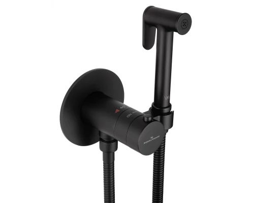 Смеситель с гигиеническим душем и термостатом встраиваемый WONZON & WOGHAND, Черный матовый (WW-88829909-MB)