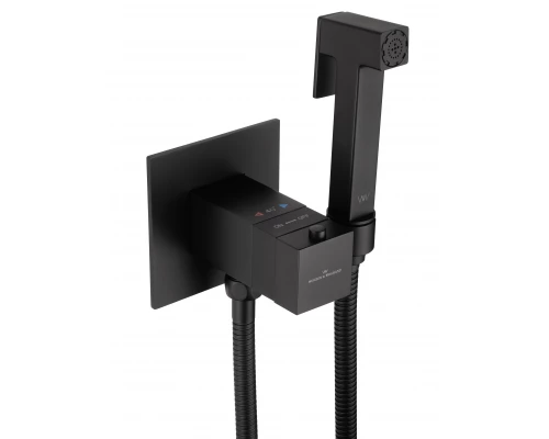 Смеситель с гигиеническим душем и термостатом встраиваемый WONZON & WOGHAND, Черный матовый (WW-88829910-MB)