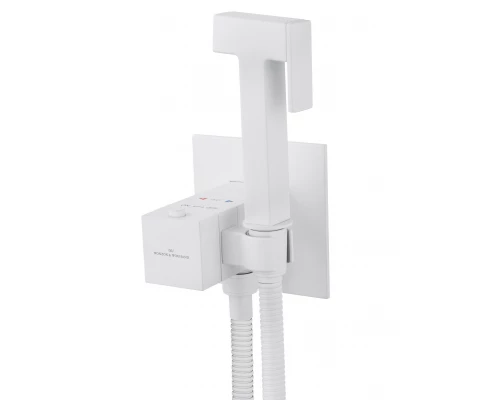 Смеситель с гигиеническим душем и термостатом, встраиваемый WONZON & WOGHAND, Белый матовый (WW-88829910-MW)