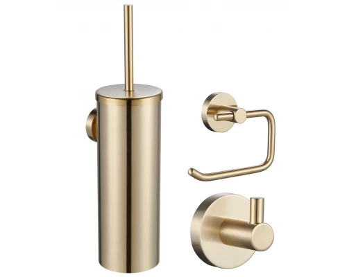Набор аксессуаров из 3 предметов (крючок, держатель для бумаги, ершик) WONZON & WOGHAND, Брашированное золото (WW-8100-G)