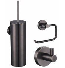 Набор аксессуаров из 3 предметов (крючок, держатель для бумаги, ершик) WONZON & WOGHAND, Темный графит (WW-8100-GM)